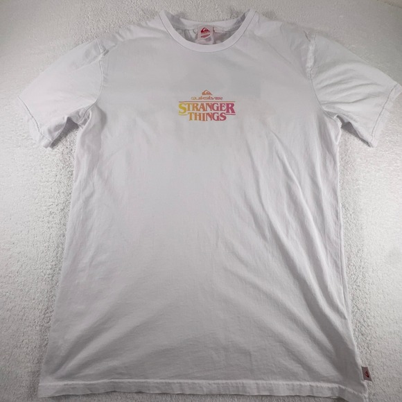 QUICKSILVER x STRANGER THINGS T Shirt Mens White L Double Sided Colorful - Picture 1 of 6